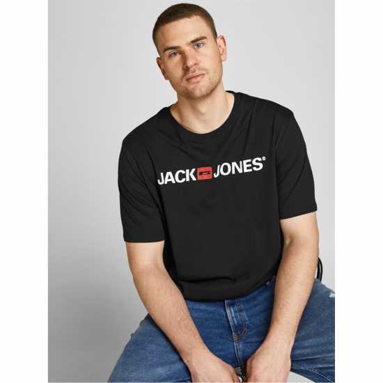 Jack And Jones Мъжка Риза Corp Logo T-Shirt Mens Black Мъжко облекло за едри хора