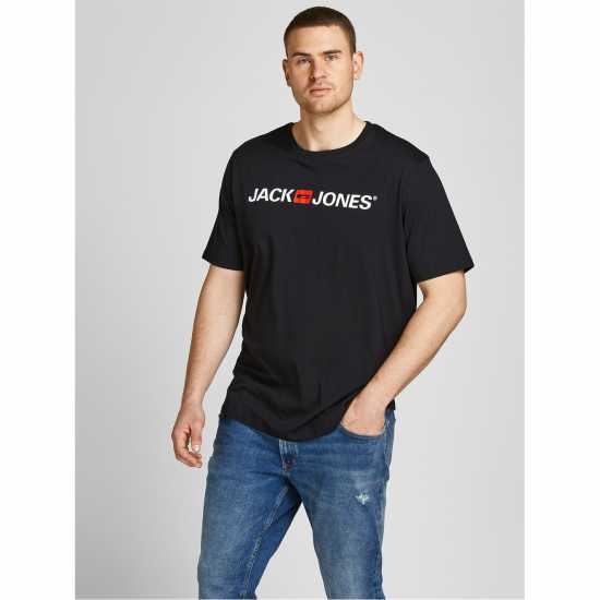 Jack And Jones Мъжка Риза Corp Logo T-Shirt Mens Black Мъжко облекло за едри хора