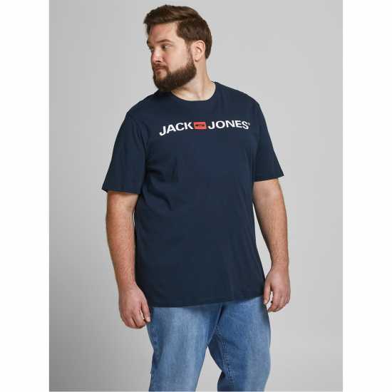Jack And Jones Мъжка Риза Corp Logo T-Shirt Mens Navy Blazer Мъжко облекло за едри хора