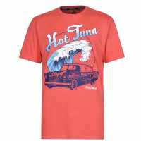 Hot Tuna Мъжка Тениска Обло Деколте Crew T Shirt Mens Red Car Мъжко облекло за едри хора