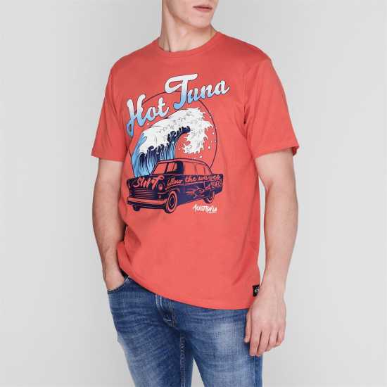 Hot Tuna Мъжка Тениска Обло Деколте Crew T Shirt Mens Червен Фургон Мъжки тениски и фланелки