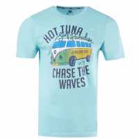 Hot Tuna Мъжка Тениска Обло Деколте Crew T Shirt Mens Aqua Camper Мъжко облекло за едри хора