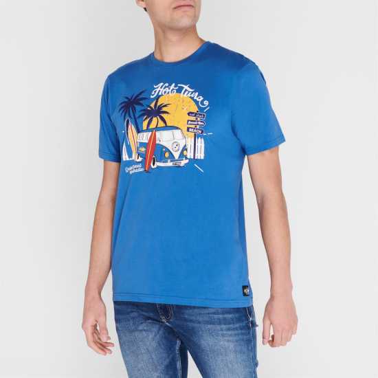 Hot Tuna Мъжка Тениска Обло Деколте Crew T Shirt Mens Синьо-зелено Мъжки тениски и фланелки