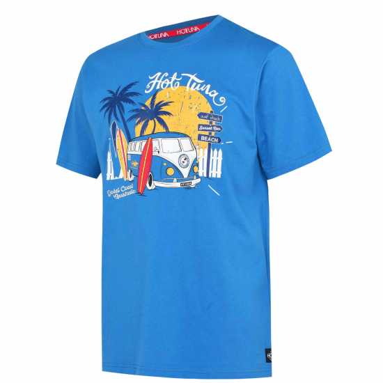 Hot Tuna Мъжка Тениска Обло Деколте Crew T Shirt Mens Синьо-зелено Мъжки тениски и фланелки