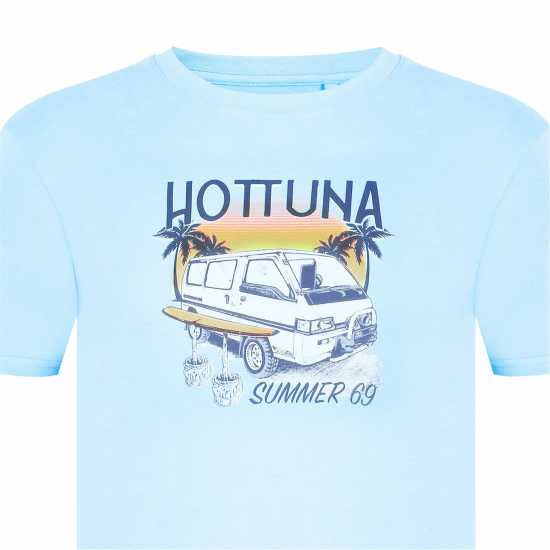Hot Tuna Мъжка Тениска Обло Деколте Crew T Shirt Mens Blue Van Мъжко облекло за едри хора