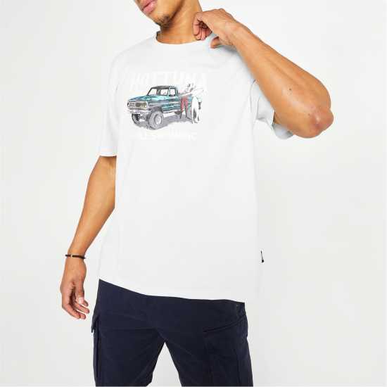 Hot Tuna Мъжка Тениска Обло Деколте Crew T Shirt Mens Aqua Truck Мъжко облекло за едри хора