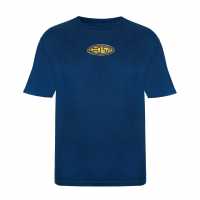 Hot Tuna Мъжка Тениска Обло Деколте Crew T Shirt Mens Navy Sticker Мъжко облекло за едри хора