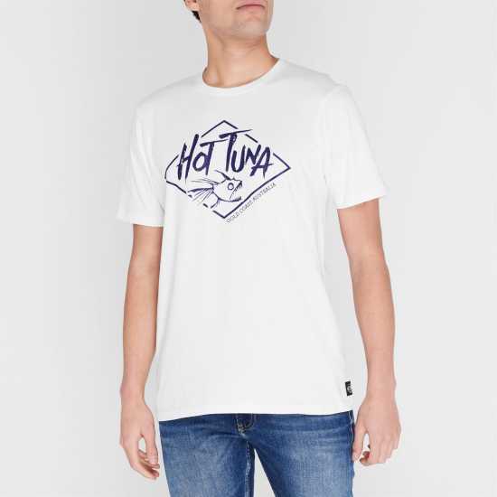 Hot Tuna Мъжка Тениска Обло Деколте Crew T Shirt Mens White Crcl Logo Мъжко облекло за едри хора