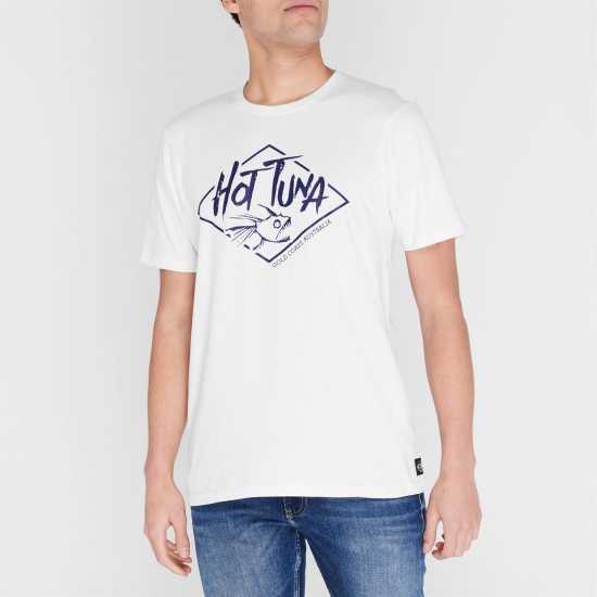 Hot Tuna Мъжка Тениска Обло Деколте Crew T Shirt Mens Бял Кръстосан Лого Мъжки тениски и фланелки
