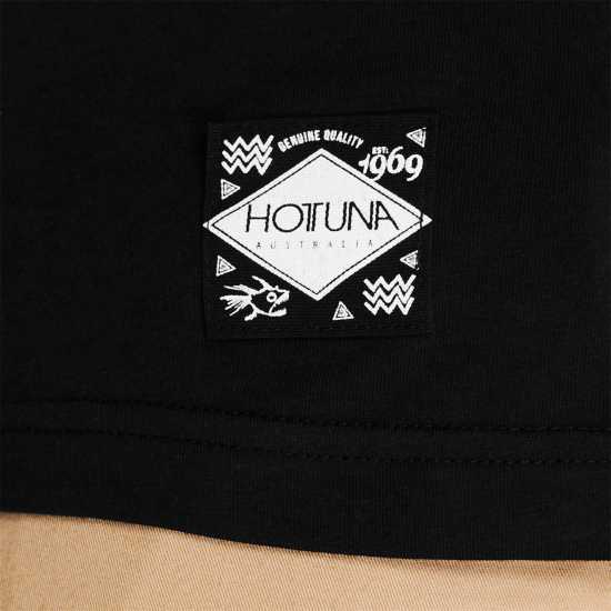 Hot Tuna Мъжка Тениска Обло Деколте Crew T Shirt Mens Black Crcl Logo - Мъжко облекло за едри хора