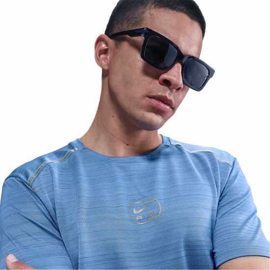Nike Мъжка Риза Air Run T-Shirt Mens Синьо Мъжки тениски и фланелки