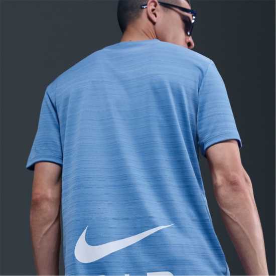 Nike Мъжка Риза Air Run T-Shirt Mens Синьо Мъжки тениски и фланелки