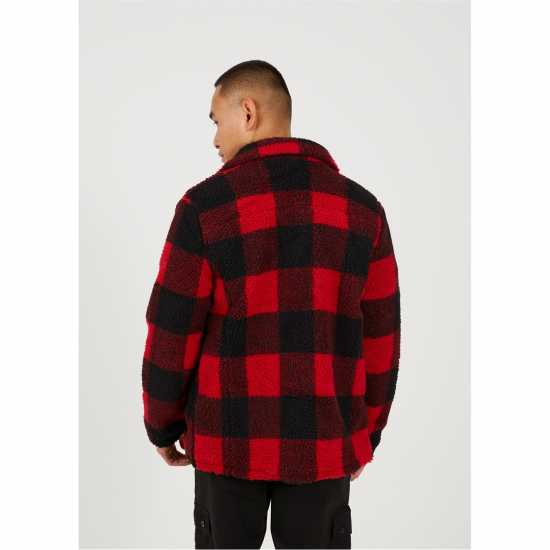 Brave Soul Треньорско Яке Men's Checked Borg Long Sleeve Coach Jacket  