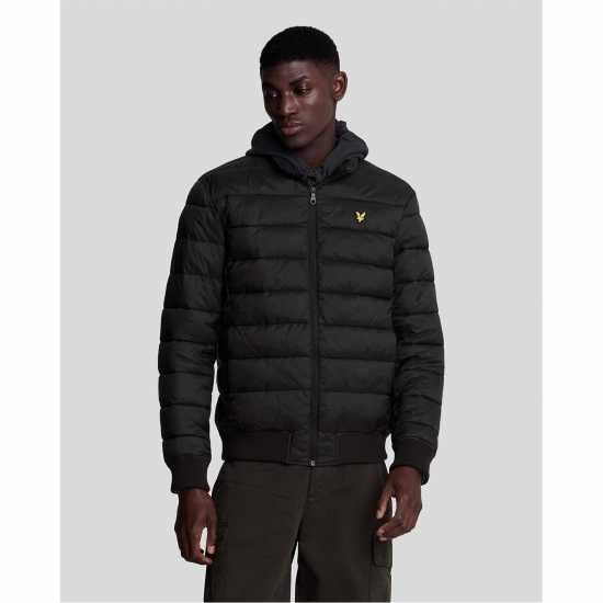 Lyle And Scott Men's Medium Funnel Wadded Puffer Jacket Център черен Lyle And Scott Men's Medium Funnel Wadded Puffer Jacket Център черен
