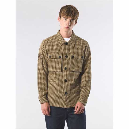 Pretty Green Men's Kilburn Relaxed Fit Overshirt Тоуп 