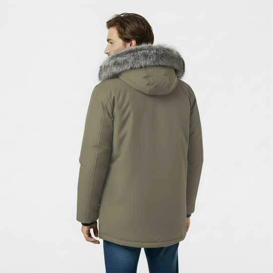 Jack Wills Men's  Water Resistant Wind Resistant Faux Fur Hooded Parka Олива 