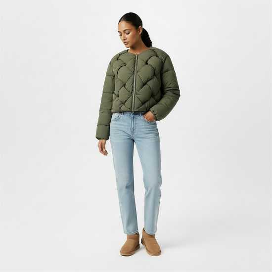 Women's Interwoven Quilted Short Puffer Jacket  