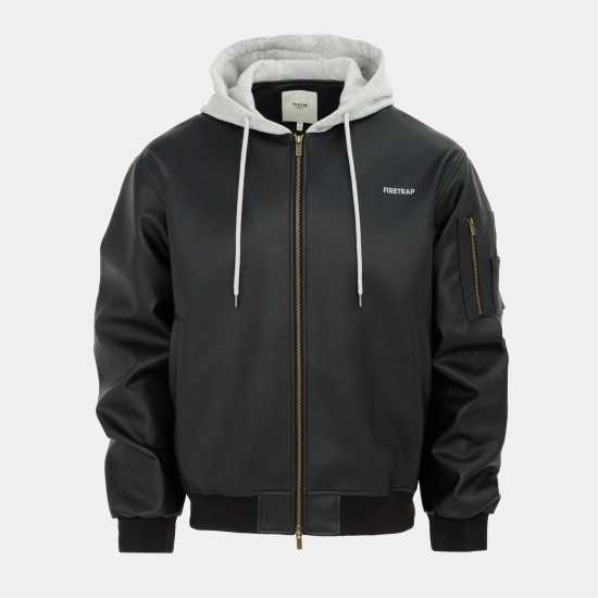 Firetrap Мъжко Яке Hood Pu Jacket Mens  