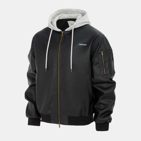 Firetrap Мъжко Яке Hood Pu Jacket Mens  