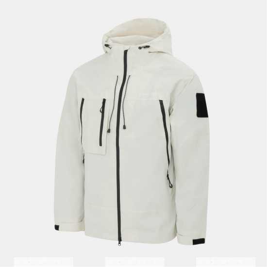 Firetrap Men's Windproof Hooded Long Sleeve Windbreaker White Firetrap Men's Windproof Hooded Long Sleeve Windbreaker White