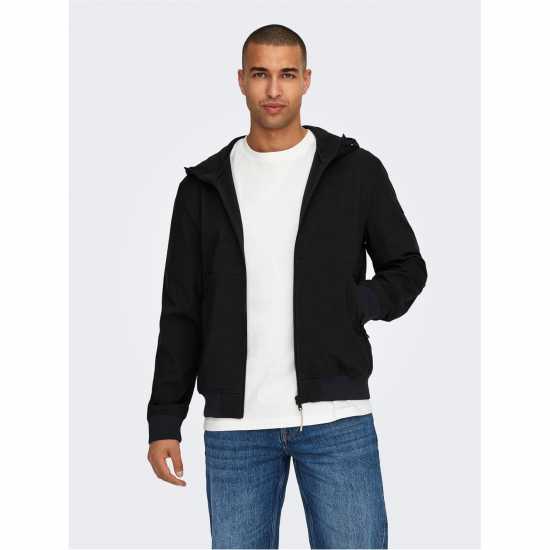 Only And Sons Шел Яке Bowie Hooded Softshell Jacket Черно Only And Sons Шел Яке Bowie Hooded Softshell Jacket Черно