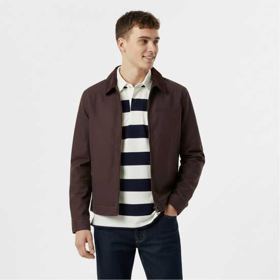 Университетско Яке Jack Wills Men's Stone Canvas Wind Resistant Cotton Long Sleeve Varsity Jacket Черен кафе 