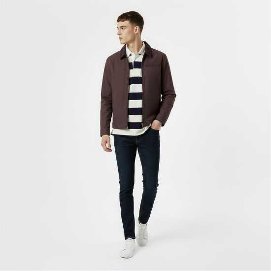 Университетско Яке Jack Wills Men's Stone Canvas Wind Resistant Cotton Long Sleeve Varsity Jacket Черен кафе 