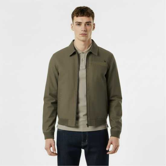 Университетско Яке Jack Wills Men's Stone Canvas Wind Resistant Cotton Long Sleeve Varsity Jacket Олива 