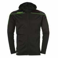 Uhlsport Stream 22 Hooded Performance Training Jacket Черно/Зелено Дрехи за фитнес