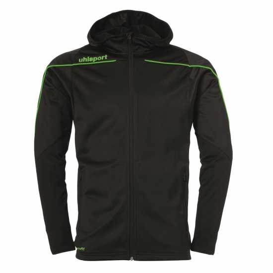 Uhlsport Stream 22 Hooded Performance Training Jacket Черно/Зелено Дрехи за фитнес