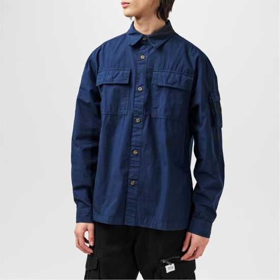 Firetrap Мъжка Риза Andor Utility Overshirt Mens Морска синьо Firetrap Мъжка Риза Andor Utility Overshirt Mens Морска синьо