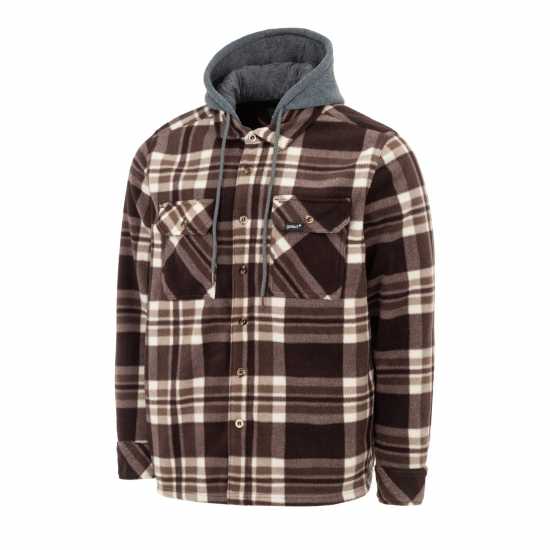 Gelert Мъжко Яке С Качулка Sherpa Hooded Jacket Mens Тъмно кафяво/Бежово 