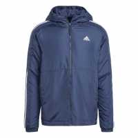 Adidas Мъжко Яке С Качулка 3 Stripe Essential Hooded Jacket Mens Легендарна чернина Мъжки якета и палта