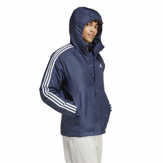 Adidas Men's 3 Stripe Essential Waterproof Wind Resistant Long Sleeve Puffer Jacket Легендарна чернина Мъжки якета и палта