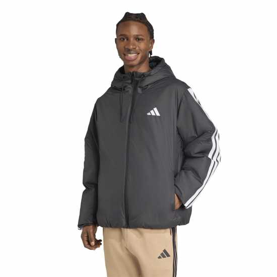Adidas Men's 3 Stripe Essential Waterproof Wind Resistant Long Sleeve Puffer Jacket Adidas Men's 3 Stripe Essential Waterproof Wind Resistant Long Sleeve Puffer Jacket