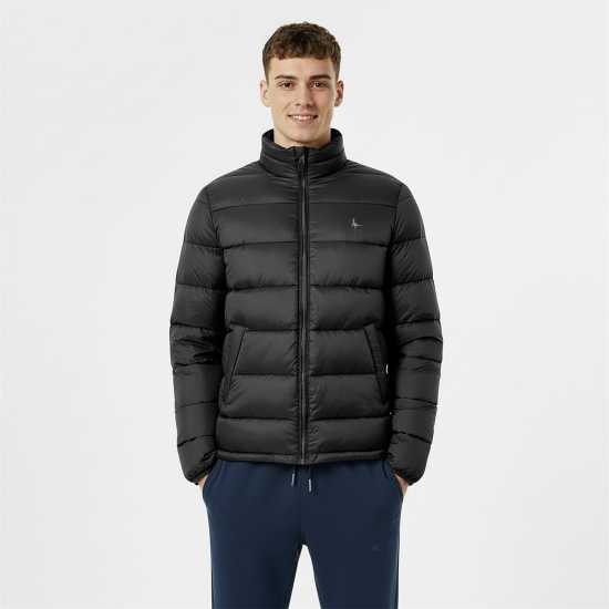 Jack Wills Men's Kershaw Lightweight Long Sleeve Short Puffer Jacket Черно 