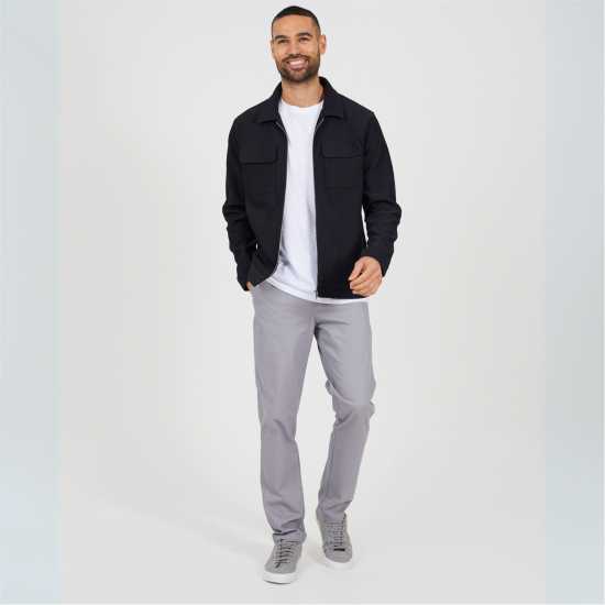 Brave Soul Ribbed Collared Jacket With Chest Pockets  