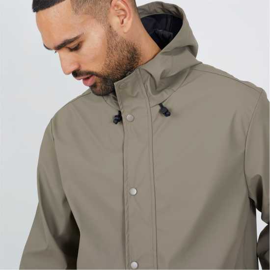Brave Soul Mens Taupe Rubberised Hooded Parka  
