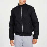 Brave Soul Black Faux Suede Funnel Neck Bomber  