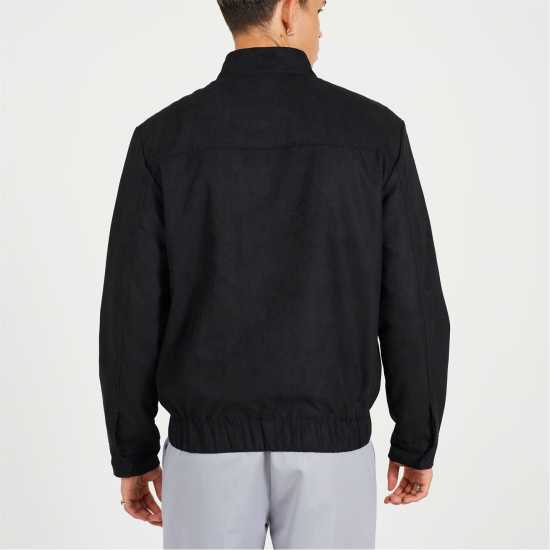 Brave Soul Black Faux Suede Funnel Neck Bomber  