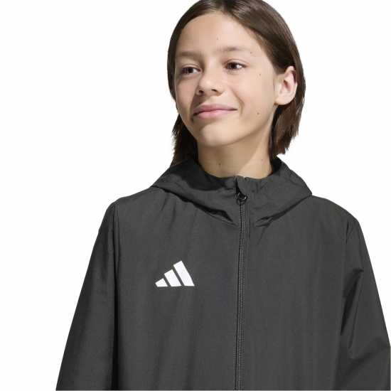 Adidas Kids' Entrada 26 Water And Wind Resistant Rain Anorak Черно/Бяло 