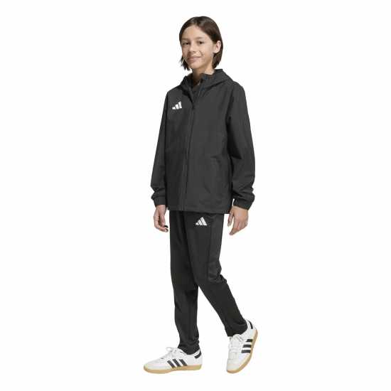 Adidas Kids' Entrada 26 Water And Wind Resistant Rain Anorak Черно/Бяло 