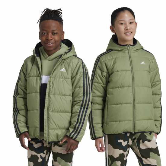 Adidas Детско Яке Essentials 3S Jacket Juniors Зелено/Черно Детски якета и палта