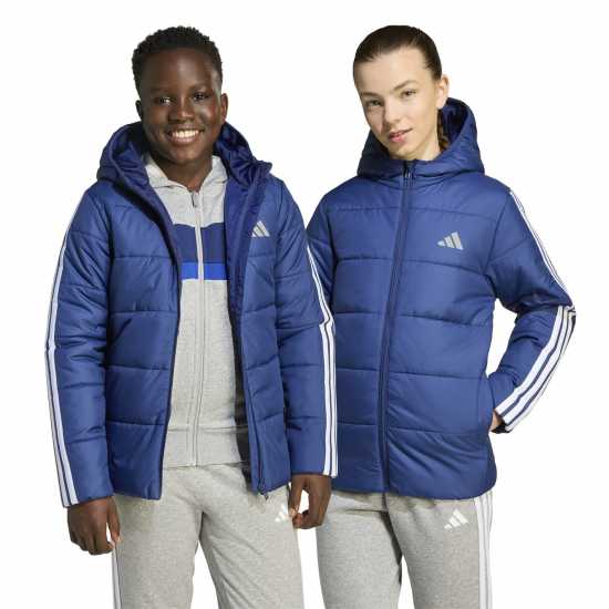 Adidas Unisex Kids Essentials 3S Hooded Long Sleeve Puffer Jacket Тъмно синьо 