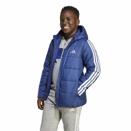 Adidas Unisex Kids Essentials 3S Hooded Long Sleeve Puffer Jacket Тъмно синьо 