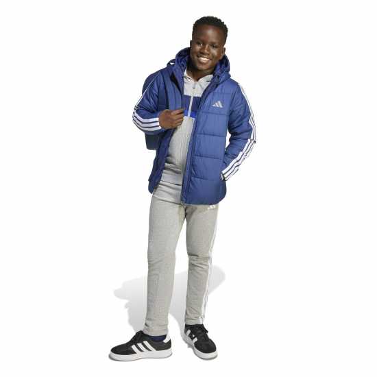 Adidas Unisex Kids Essentials 3S Hooded Long Sleeve Puffer Jacket Тъмно синьо 