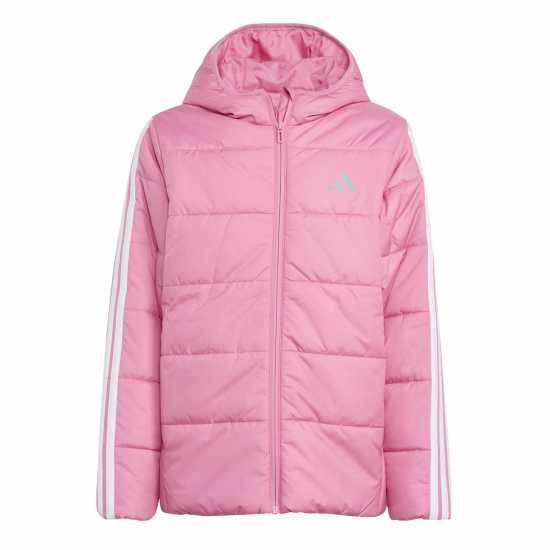 Adidas Unisex Kids Essentials 3S Hooded Long Sleeve Puffer Jacket Розово/Бяло 