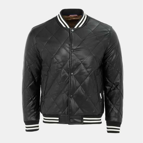 Firetrap Мъжко Яке Pu Quilt Jacket Mens Черно 