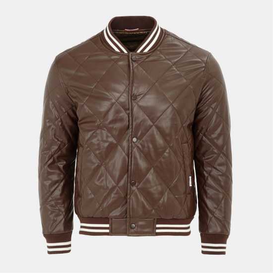 Firetrap Мъжко Яке Pu Quilt Jacket Mens Кафе Firetrap Мъжко Яке Pu Quilt Jacket Mens Кафе