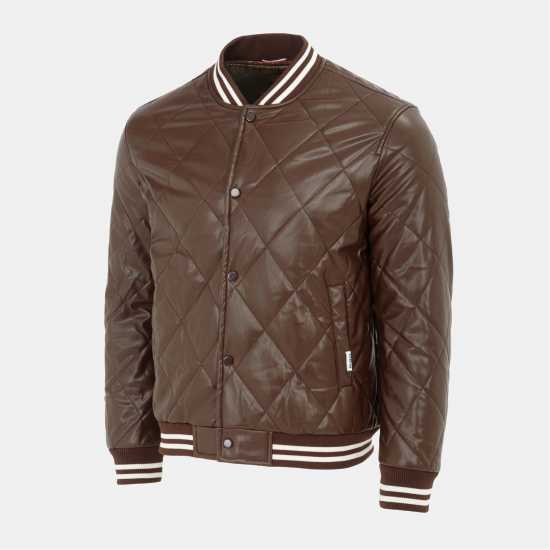 Firetrap Мъжко Яке Pu Quilt Jacket Mens Кафе Firetrap Мъжко Яке Pu Quilt Jacket Mens Кафе